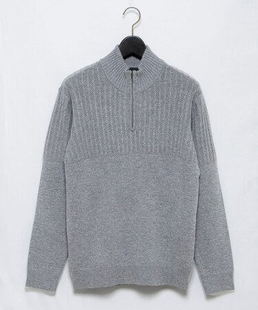 編地変化ハーフジップニット