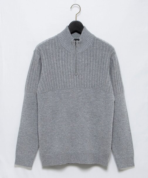 編地変化ハーフジップニット