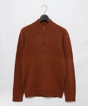 編地変化ハーフジップニット