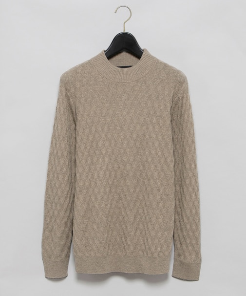 幾何柄モックネックニット