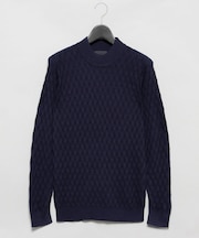 幾何柄モックネックニット