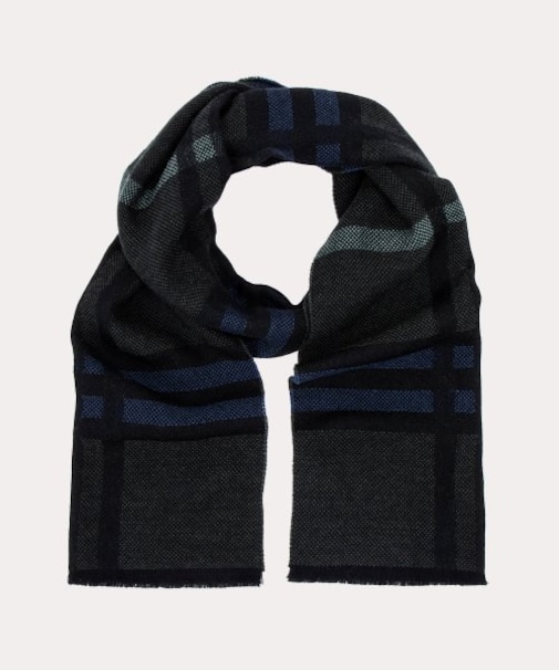 チェック柄ショートフリンジマフラー