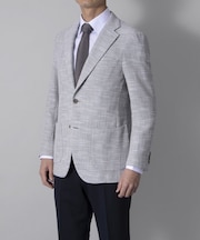 【MONSOON】ライトグレー変形組織ジャケット