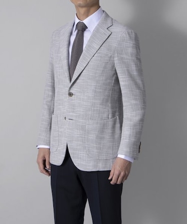 【MONSOON】ライトグレー変形組織ジャケット