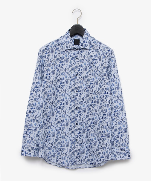 オックスボタニカル柄プリントシャツ