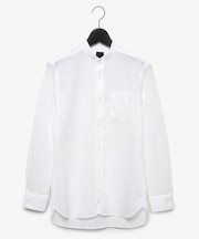 ダーバン D'URBAN ランダムストライプサッカージャージーシャツ(バンドカラー)