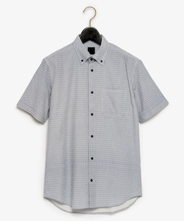 ダーバン D'URBAN シアサッカージオメトリックドットシャツ(ショートスリーブ)