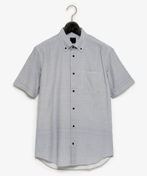 ダーバン D'URBAN シアサッカージオメトリックドットシャツ(ショートスリーブ)