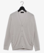 リネン混シェブロンラインニットカーディガン