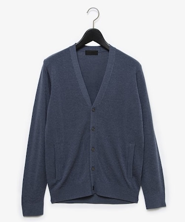リネン混シェブロンラインニットカーディガン