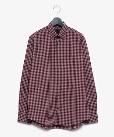 ダーバン D'URBAN 小紋ギンガムチェックコンビシャツ