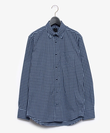 ダーバン D'URBAN 小紋ギンガムチェックコンビシャツ