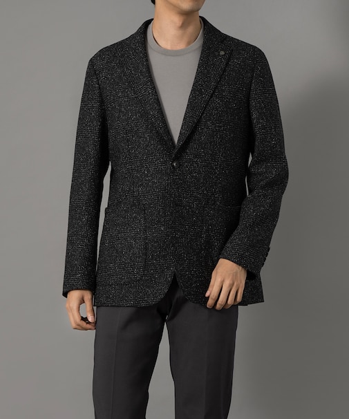 ダーバン D'URBAN グレンチェックシルクネップジャケット