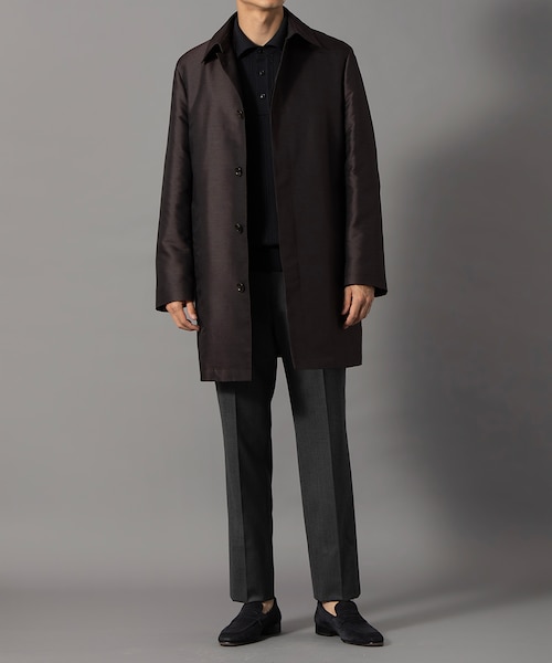 D'URBAN シルク混 ステンカラーコート 撥水 中綿キルティング　M ダーバン D'URBAN シルク混メランジカルゼステンカラーコート(ミドル