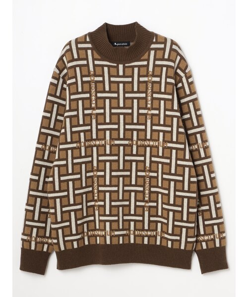 ジャカードロゴチェック モックネックニット｜アクアスキュータムの