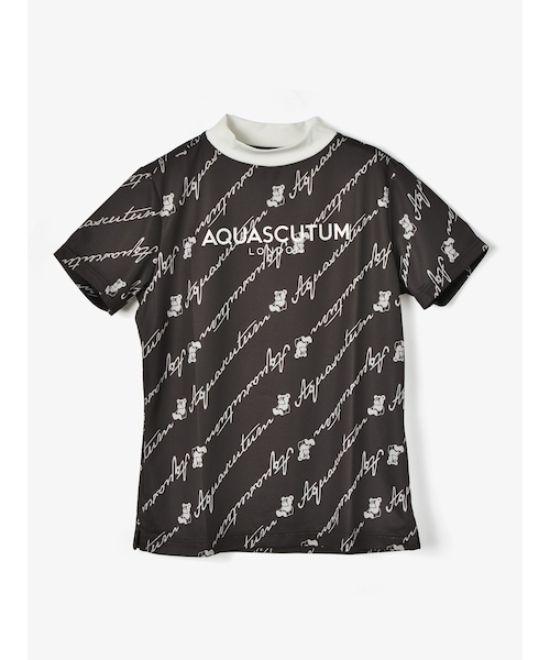 【極美品 近年モデル】アクアスキュータム マーブルベアモックネックTシャツ LL GOLF WOMEN － マーブルベアモックネックTシャツ｜アクア