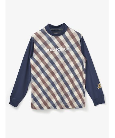 GOLF MEN クラブチェックプリントモックネック