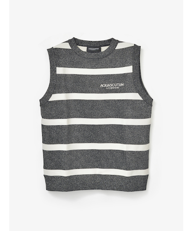 GOLF WOMEN 　AQロゴボーダーニットベスト