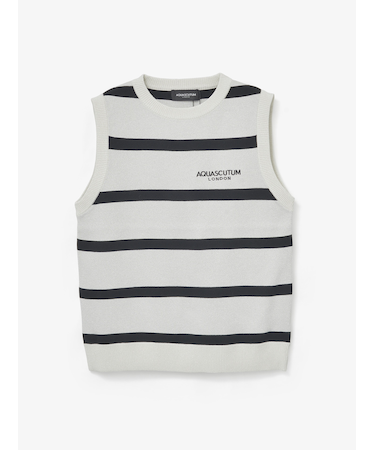 GOLF WOMEN 　AQロゴボーダーニットベスト