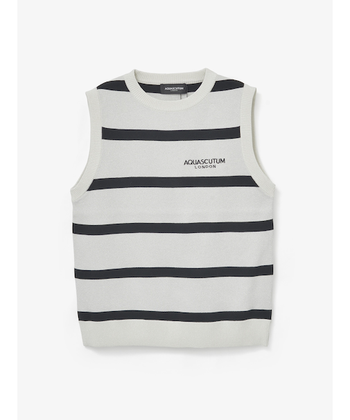 GOLF WOMEN 　AQロゴボーダーニットベスト