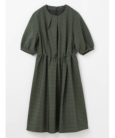 ギャザーウェスト プリントドレス