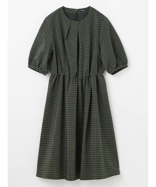 ギャザーウェスト プリントドレス