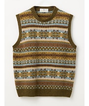 【UK Traditional】Sleeveless Fair-isle Knit