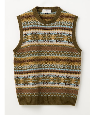 【UK Traditional】Sleeveless Fair-isle Knit