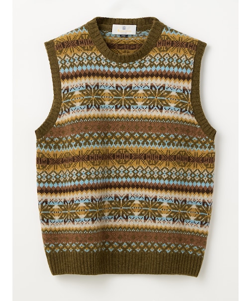 【UK Traditional】Sleeveless Fair-isle Knit