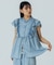 LIGHT OZ DENIM FRILL BLOUSE