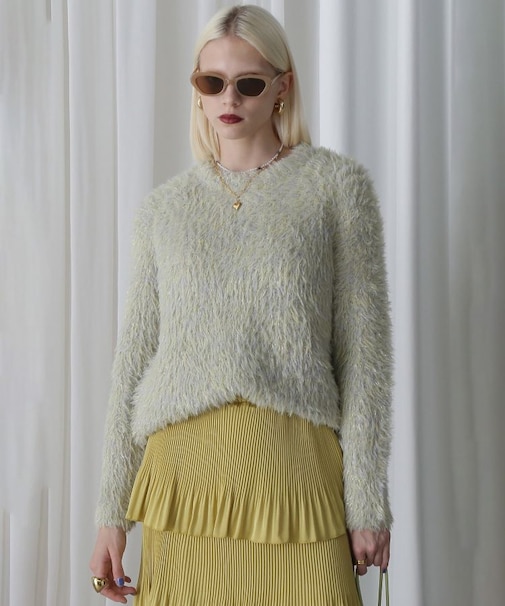 LAME FEATHER KNIT PULLOVER