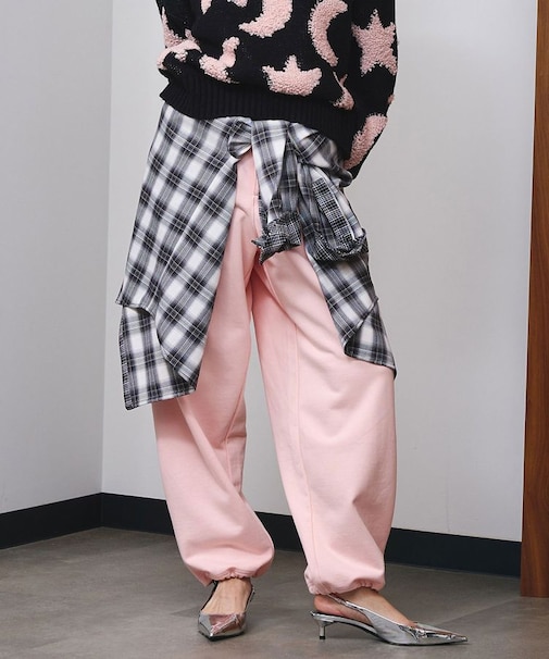 TUCKED WIDE-LEG SWEATPANTS