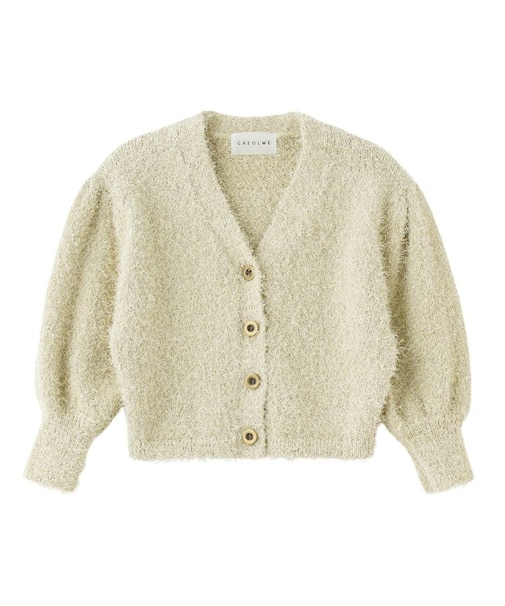 LAME FEATHER KNIT CARDIGAN