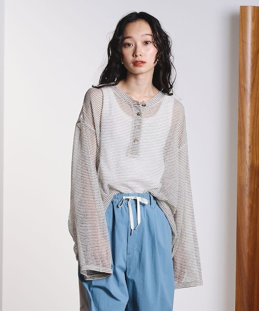 SHEER STRIPS PULLOVER