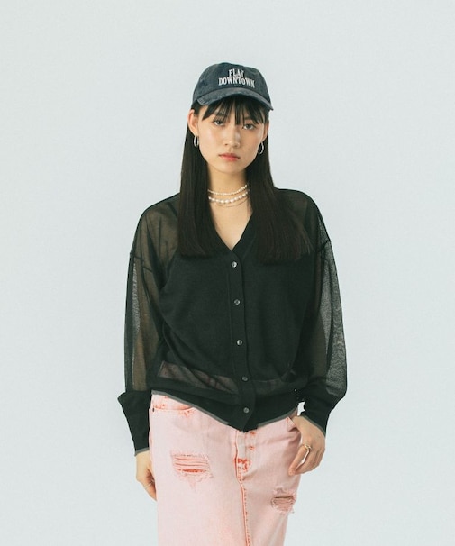SHEER V-NECK CARDIGAN