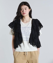 COTTON EMBROIDERY FRILL VEST