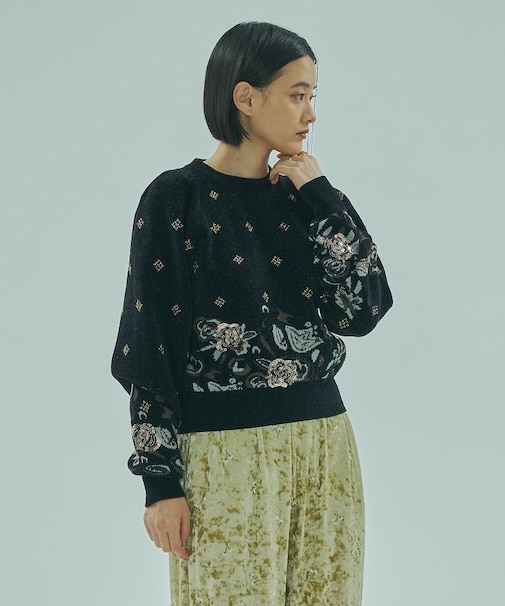 BEADS and SEQUIN EMBROIDERY KNIT TOP