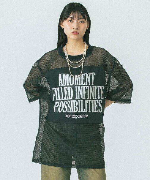 MESH METARIC PRINT TOP