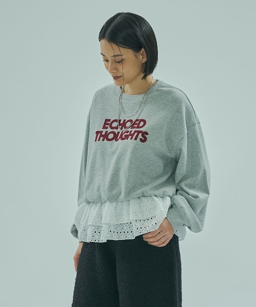 LACE HEM SWEATSHIRT