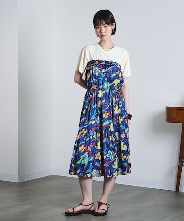 PRINT GATHERED SKIRT