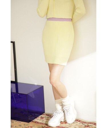 リブニットミニスカート