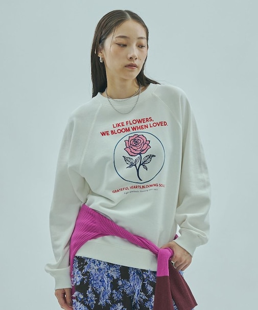 ROSE PRINT L/S SWEAT