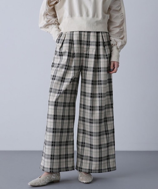 ダブルタックチェックパンツ