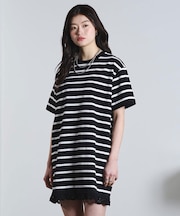 STRIPE H/S MINI CUT DRESS