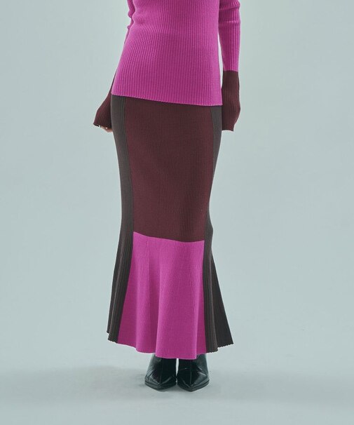 MULTICOLOR RIB KNIT SKIRT
