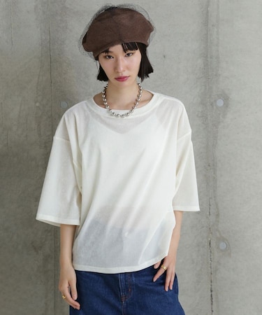 CHIGNON ベロアメッシュTシャツ
