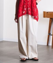 DENIM/BACK SATIN PANTS