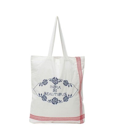 INDIA IS BEAUTIFUL & ROSE BUD Embroidered Tote Bag
