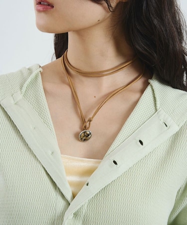 STONE LEATHER CODE NECKLACE