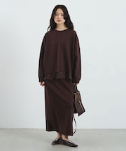 LACE HEM TOP AND SKIRT SET